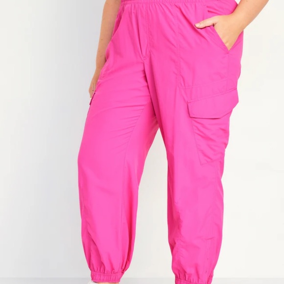 NWT OLD NAVY High-Waisted Ankle-Zip Cargo Jogger  PANTS  Flamingo FeatheLARGE - Picture 7 of 9